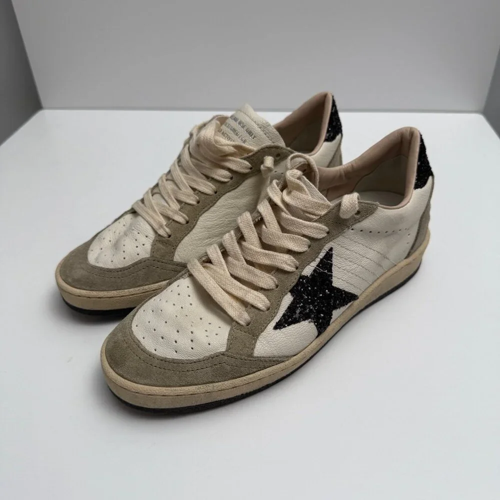 GOLDEN GOOSE BALL STAR SUEDE GLITTER STAR SNEAKERS - Picture 2 of 10